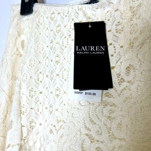 NWT: Lauren by Ralph Lauren, ivory lace skirt in Sz 6.